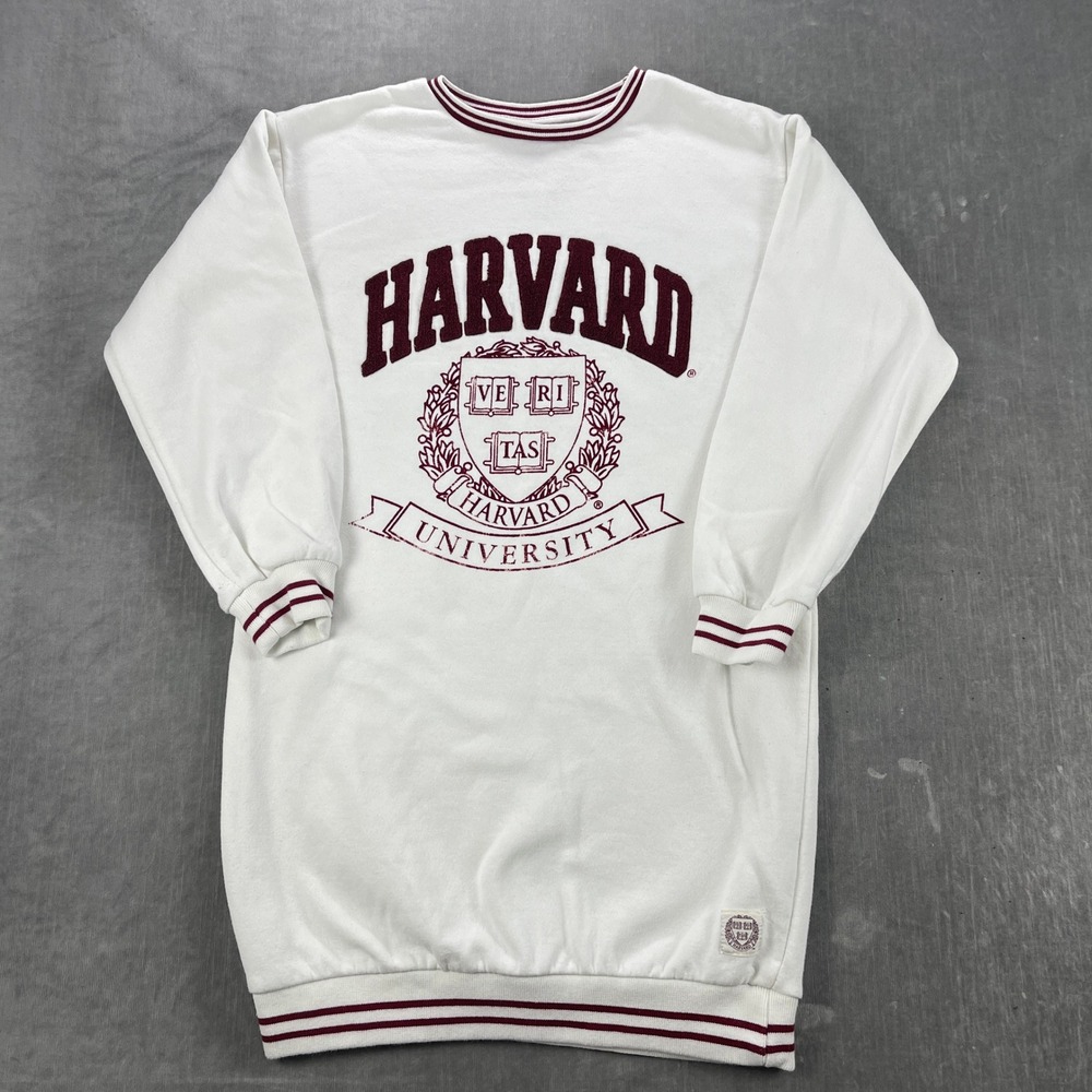 Harvard Kids 14-15Y White Longline Sweatshirt Collegiate Crest Graphic